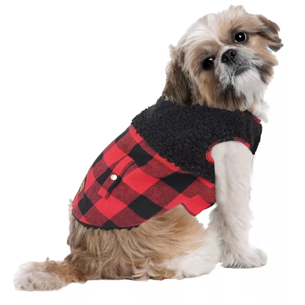 NWT Woof Sherpa Flannel Vest Dog Jacket